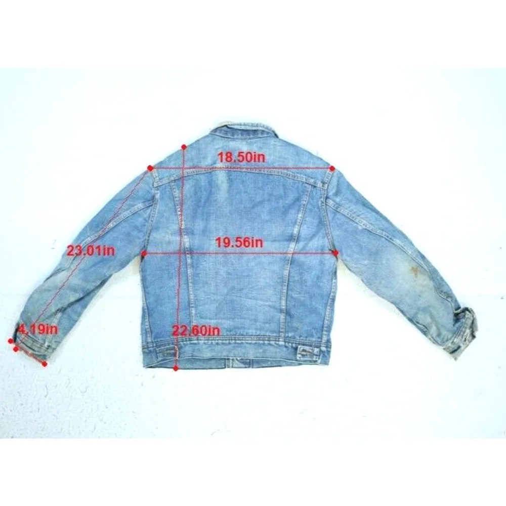Storm Rider Lee Vintage Made in USA Denim Button Front Jean Jacket Distressed M - Picture 6 of 10